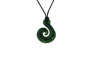 Pounamu: NZ greenstone koru 30x23mm crafted by Luke Gardinar