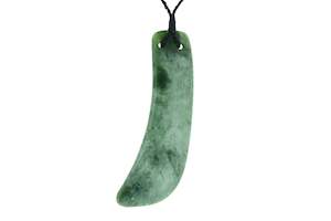 Pounamu: NZ greenstone large drops 90x25-30mm carved by J. Kerwin