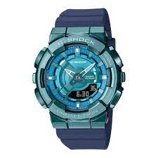 G Shock Watches: G-SHOCK LDS DUO SLIM DESIGN S/W, ALARM, 100M WR BLUE CASE, NAVY RESIN BAND