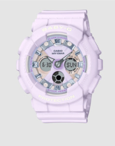Baby G Watches: CASIO BABY G DUO ICY PATEL COLOUR SERIE W/ TIME, /100 S/W. ALARM, 100M WHITE FACE/RGOLD ACC PINK RES