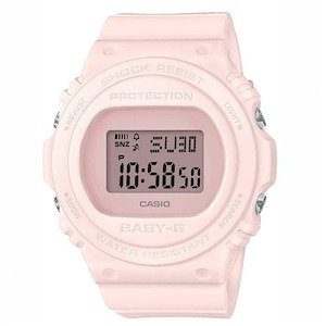 Baby G Watches: CASIO BABY G DIGITAL ROUND BASIC S/WTCH, ALARM, 100M WR PINK FACE WHITE RESIN