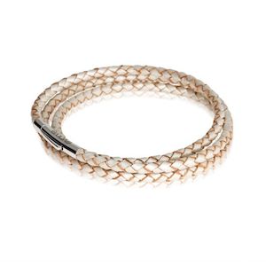 Evolve Bracelets Bangles: Evolve Bracelets & Bangles Pearl Triple Twist Leather Bracelet 18CM LKBEL-PL18-3