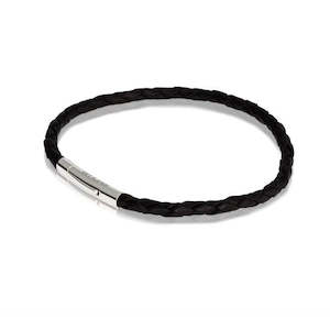 Evolve Bracelets Bangles: Evolve Bracelets & Bangles Black Single Twist Leather Bracelet 21CM LKBEL-BK21-1