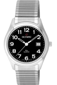 Olympic Mens Watches: Olympic Mens Watch Steel Classic Watch Black Dial
