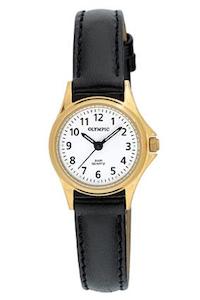 Olympic Ladies Watches: OLYMPIC LADIES WATCH 12 FIGURE DIAL W/ BLACK STRAP