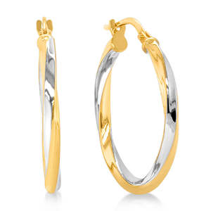 Earrings: 9CT & STG RHODIUM PLAT TWISTED HOOPS