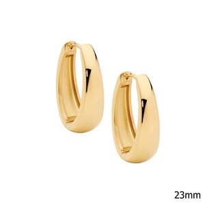 Earrings: STINLESS STEEL 23MM HOOP EARRINGS , GOLD IP PLATED