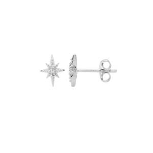 STG WHITE CZ STAR STUD EARRINGS