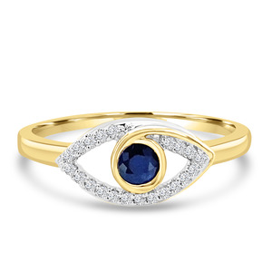 Coloured Gems Rings: 9K YG SAPPHIRE DIAMOND EYE DRESS RING