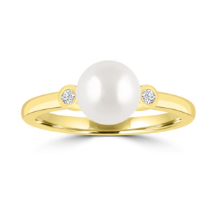 Coloured Gems Rings: 9K YG FRESHWATER PEARL LGD DRESS RING