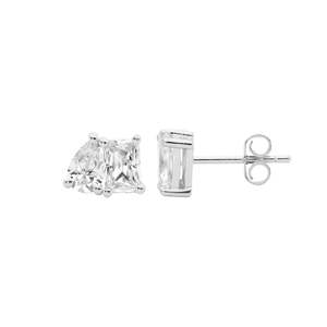 STG EMERALD & PEAR SHAPE CZ STUD EARRINGS