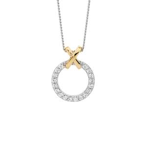STG WHITE CZ CIRCLE PENDANT WITH GP X BALE