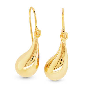 Plain Gold Earrings: YK YG AND SILVER BONDED TEARDROP EARRING ON SHEPHERDS HOOK