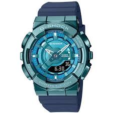 G Shock Watches: CASIO G-SHOCK LDS DUO SLIM DESIGN S/W, ALARM, 100M WR BLUE CASE, NAVY RESIN BAND