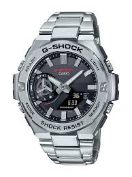 G Shock Watches: CASIO G-SHOCK STEEL BLUETOOTH SOLAR, BT, W/TIME,S/WATCH 200M BLK DIAL, S/STEEL BAND