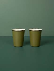 For The Bach: Enamel 2-Tone Tall Cup Set // Olive Drab