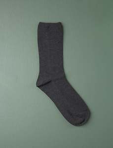Winter Warmers: Cotton Fine Ribbed Socks // Charcoal