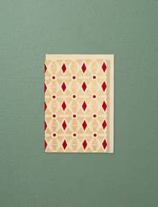 Jute Paper Note Card // Red & Gold
