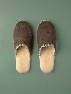 Open Back Woollen Slippers // Brown 36-41