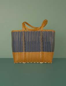 Flat Weave Tote // Midnight Blue & Tobacco