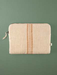 Grain Sack Laptop Sleeve // Camel Stripe