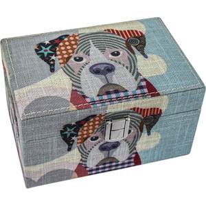 Bags And Accessories: Wooden Trinket Box - Abstract Dog