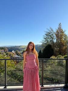 Size 6: RUBY - Trulli Strapless Maxi Dress in Red Gingham