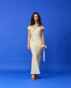 Size 6: RUBY - Raquel Satin Gown in Butter