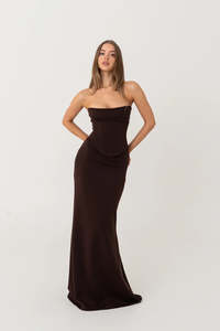 Size 12: HNTR the Label - Louie Gown in Brown