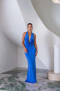Sneaky Link - Saint Plunge Maxi Dress in Sapphire