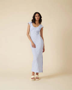 RUBY - Prism Midi Dress in Periwinkle Gingham