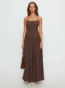 Size 6: Princess Polly - Marguerite Halter Maxi Dress in Brown