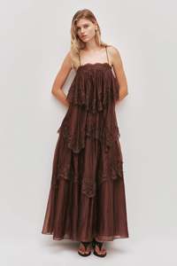 Size 8: AJE - Ophelia Lace Gown in Chocolate