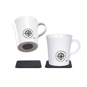 Porcelain Magnetic Handle Cups Travel Lust - Pads in BLACK - by Silwy