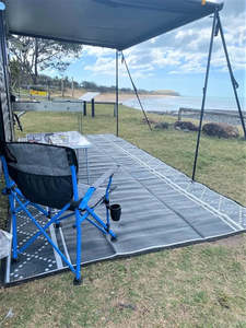 Everything Sale: Caravan Camping Mat and Pegs Classic Style Charcoal Grey 5m x 2.4m - with Free PEG Set