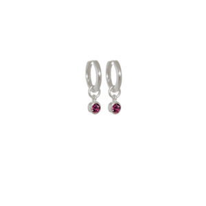 Earrings: July Huggies (Rhodolite)