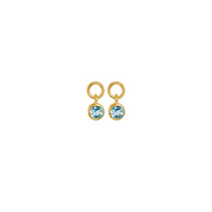 Birthstones Collection: December Huggie Charm (Blue Topaz) - Gold