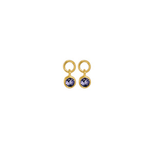Birthstones Collection: September Huggie Charms (Iolite) - Gold