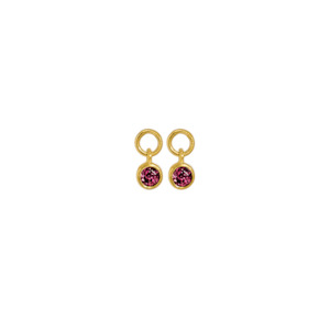 Birthstones Collection: July Huggie Charm (Rhodolite) - Gold