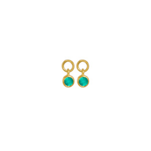 Birthstones Collection: May Huggie Charms (Green Onyx) - Gold