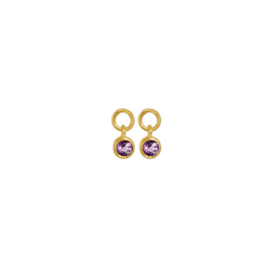 Birthstones Collection: February Huggie Charms (Amethyst) - Gold