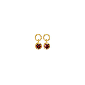 Birthstones Collection: January Huggie Charms (Garnet) - Gold