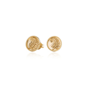 Fern Coin Studs (Strength) - Gold