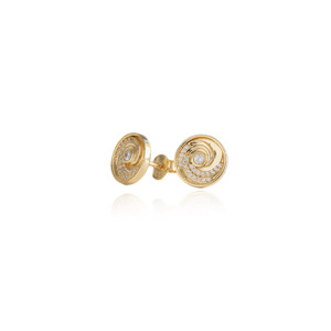 Earrings: Ocean Wave Coin Studs (Confident) - Gold
