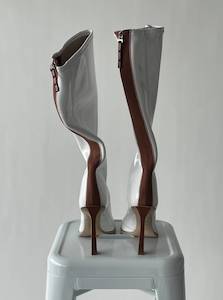 Fendi: FENDI Glossy Neoprene FFrame Boots - FULL SET