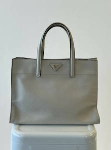 Prada: White Prada Leather Tote