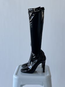 SAINT LAURENT Patent Stretch Crystal Buckle Lala - FULL SET