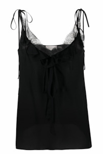 Alexander McQueen ruffle-neck lace detail vest top