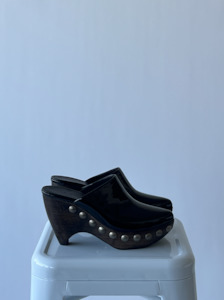 Alaia: Alaïa Le Sabot leather and wood pumps