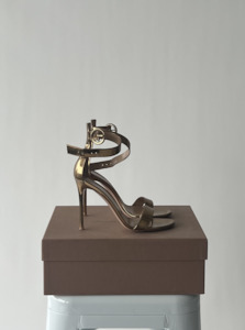 Gianvito Rossi: Gianvito Rossi Gold Leather Portofino Ankle Strap Sandals